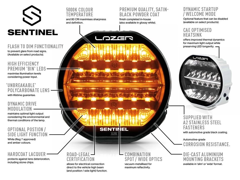 Lazer® Sentinel 9 Elite GEN2 fjernlys Sort. 9 tommer. 15232lm. Parklys | Lazer Lazer® Sentinel 9 Elite GEN2 fjernlys Sort. 9 tommer. 15232lm. Parklys - Bilde 10