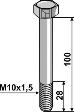 Bolt M10x1,5x100 10.9 u/mutter