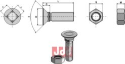 Plogbolt M12 x 1,75 x 38 med Mutter