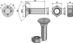 Bolt M12x1,75x50 12.9 m/mutter