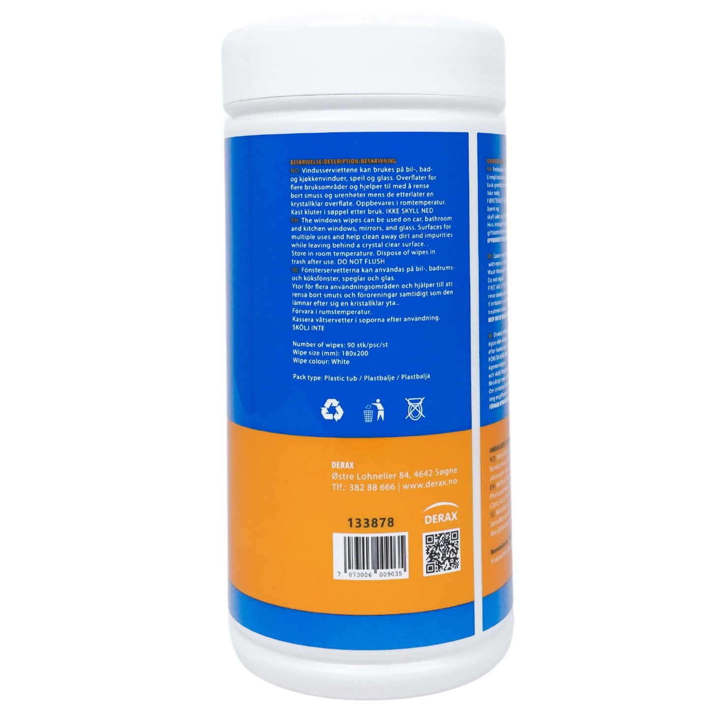 Derax 90stk vinduswipes i plasttube 90stk ark 180 x 200 mm | Derax Derax 90stk vinduswipes i plasttube 90stk ark 180 x 200 mm - Bilde 5