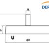 Gummiert magnet Ø 135mm 55 kg styrke Med M8 bot | Derax