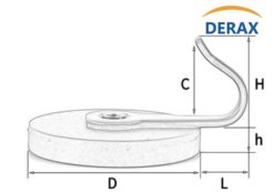 Alternative view of Gummimagnet med krok Ø43 mm Magnetstyrke 20 kg vertikalt