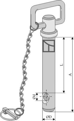 Trekkbolt Ø25 m/kjede L 157 mm