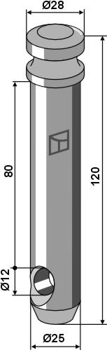 Kat. II Toppstagbolt Ø25 L 120 mm