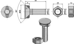 Plogbolt M16x2x50 10.9 mutter 934 - 8