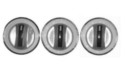 Brytere i zinc og chrome ring til viftereguleringen