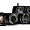 E36 2dr frontlykter med angel eyes og sort reflektor