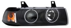 E36 4dr frontlykter med CCFL og sort reflektor