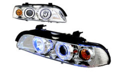 E39 Frontlykter med Angel Eyes