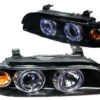 E39 Frontlykter med angel eyes og sort reflektor