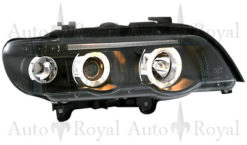 E53 Klarglass frontlykter med angel eyes 00-03 og sort reflektor