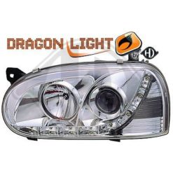 Golf III klarlgass frontlykter med LED DRL 91-97