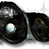W208 Klarglass frontlykter med linse og sort reflektor