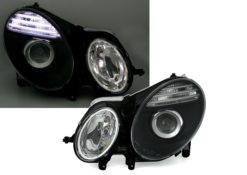 W211 Sorte hovedlykter med CCFL striper 06-09