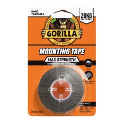 Gorilla Mounting Tape Max Strength Monteringstape sort, 25mm X 1m