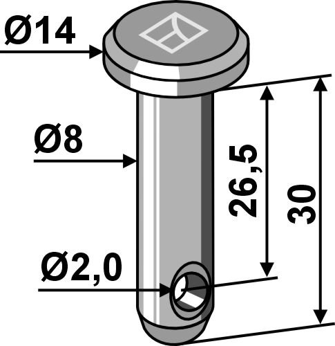 Splittbolt Ø8x30 hull 2,0 hode 14 | Industriehof Splittbolt Ø8x30 hull 2,0 hode 14