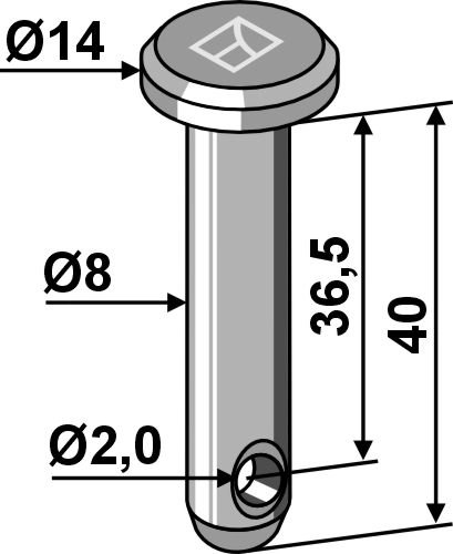 Splittbolt Ø8x40 hull 2,0 hode 14 | Industriehof Splittbolt Ø8x40 hull 2,0 hode 14