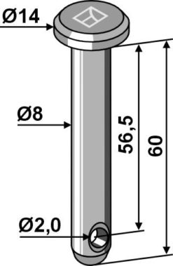 Splittbolt Ø8x60 hull 2,0 hode 14