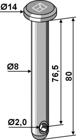 Splittbolt Ø8x80 hull 2,0 hode 14