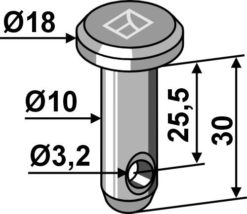 Splittbolt Ø10x30 hull 3,2 hode 18