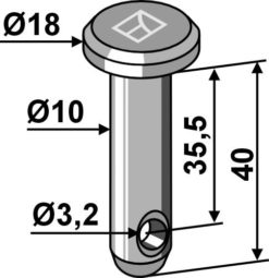 Splittbolt Ø10x40 hull 3,2 hode 18