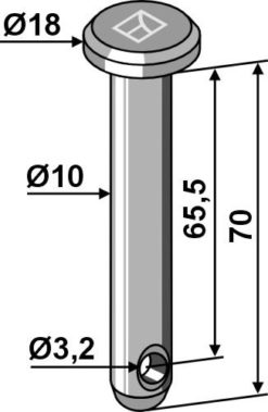 Splittbolt Ø10x70 hull 3,2 hode 18