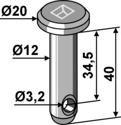 Splittbolt Ø12x40 hull 3,2 hode 20