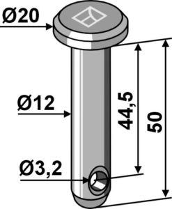Splittbolt Ø12x50 hull 3,2 hode 20