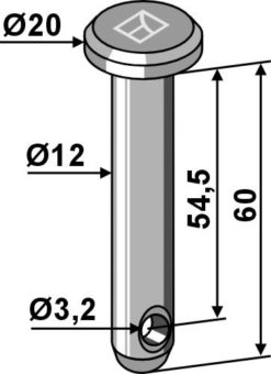 Splittbolt Ø12x60 hull 3,2 hode 20