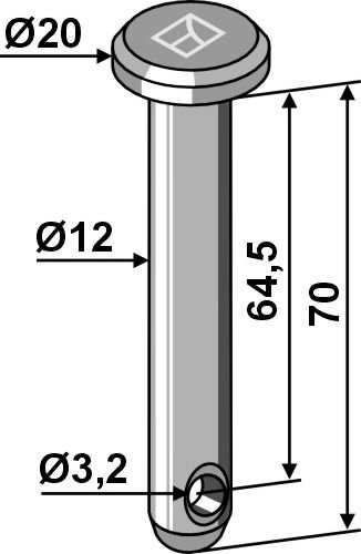 Splittbolt Ø12x70 hull 3,2 hode 20 | Industriehof Splittbolt Ø12x70 hull 3,2 hode 20