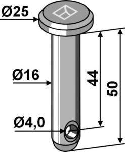 Splittbolt Ø16x45 hull 4,0 hode 25