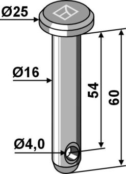 Splittbolt Ø16x60 hull 4,0 hode 25