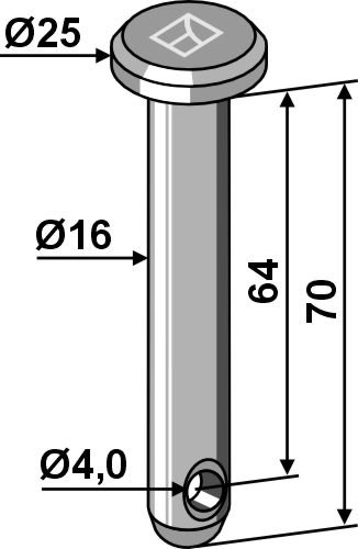 Splittbolt Ø16x70 hull 4,0 hode 25 | Industriehof Splittbolt Ø16x70 hull 4,0 hode 25