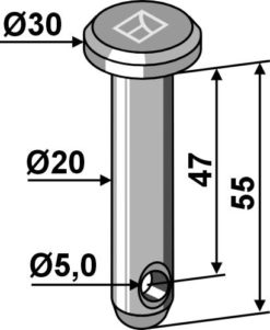 Splittbolt Ø20x55 hull 5,0 hode 30
