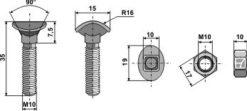 Bolt M10x35 8.8 Passer til tind 1.W241032