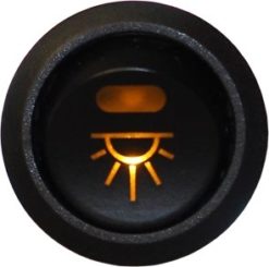 Bryter m/retur 12V, interiørlys LED-diode symbol, Maks 20 Amp.