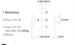 Alternative view of Bryter 12V, batteri, LED-diode symbol Maks 20 Amp.