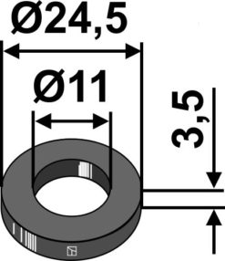 Skive Ø24,5x3,5xø11 hull 11
