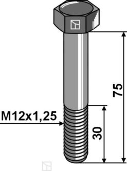 Bolt M16x1,25x75 8.8 L 75 mm