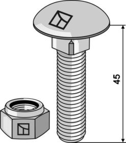 Låseskrue M12x1,75x45 8.8 m/mutter