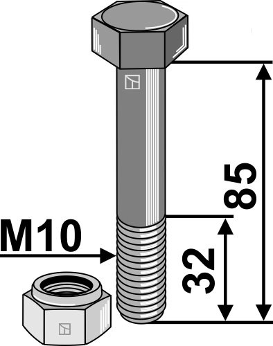 Bolt M10x1,5x85 10.9 m/mutter | Industriehof Bolt M10x1,5x85 10.9 m/mutter