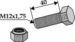 Bolt M12x1,75x40 8.8 m/mutter