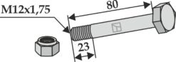 Bolt M12x1,75x80 8.8 m/mutter