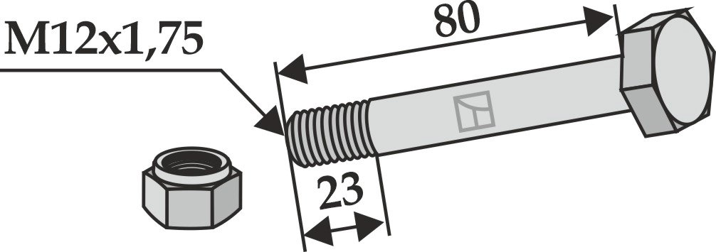 Bolt M12x1,75x80 8.8 m/mutter | Industriehof Bolt M12x1,75x80 8.8 m/mutter