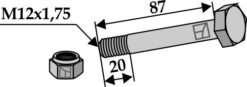 Bolt M12x1,75x87 8.8 m/mutter