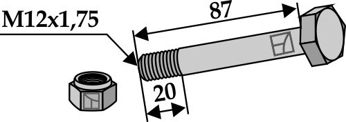 Bolt M12x1,75x87 8.8 m/mutter | Industriehof Bolt M12x1,75x87 8.8 m/mutter