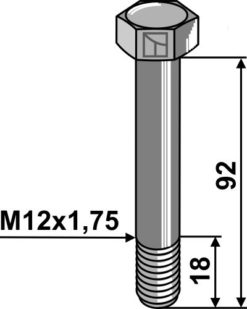 Bolt M12x1,75x92 12.9
