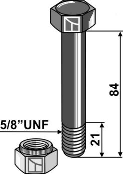 Bolt 5/8''UNFx84 10.9 m/mutter