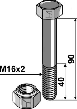 Bolt M16x2x90 10.9 m/mutter